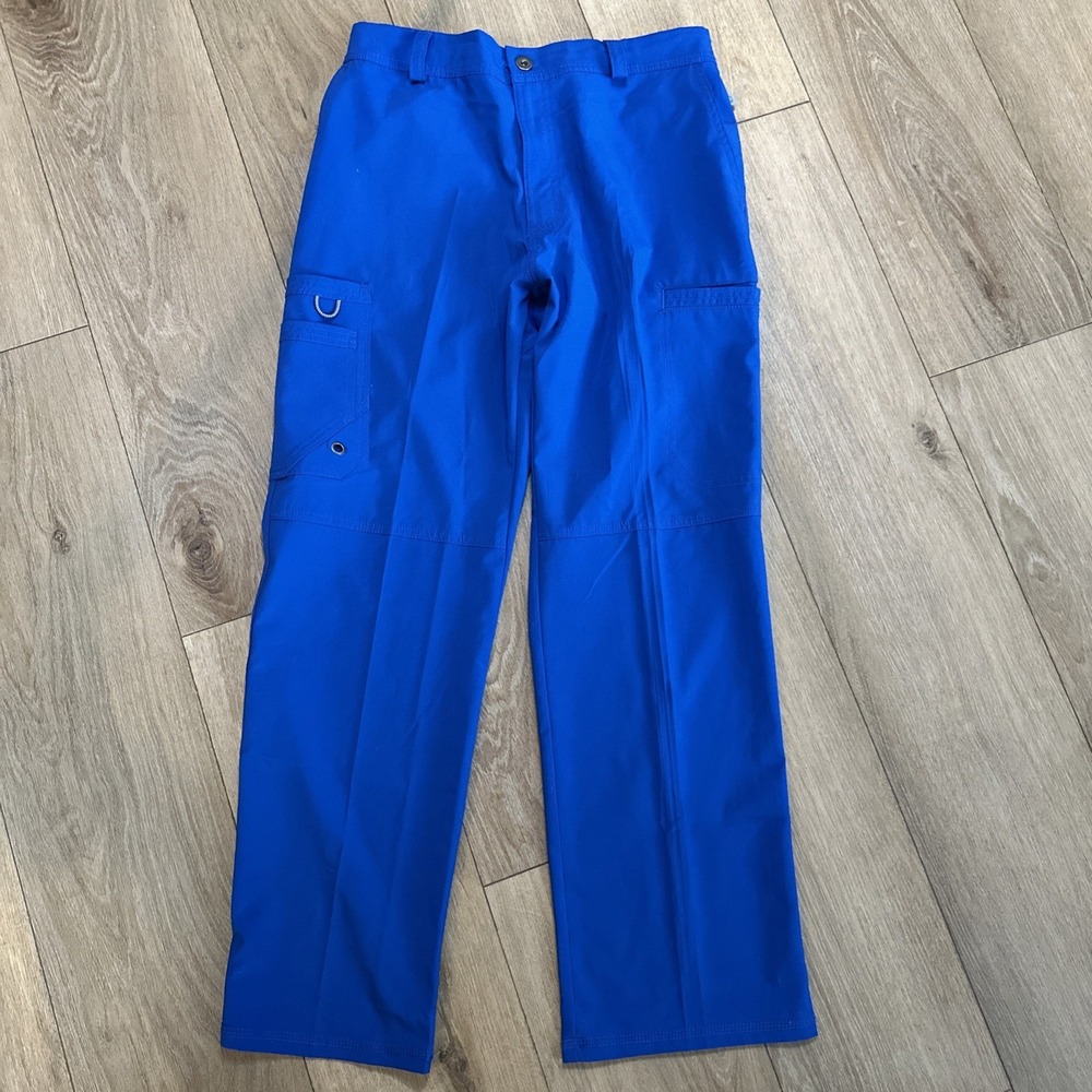 Scrub Pants Women's Cargo Royal Blue Pockets Size Small Short Preowned